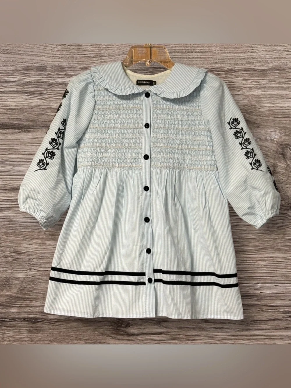 NWT Bonjour Diary Tunique in Light Blue Stripe SZ 8